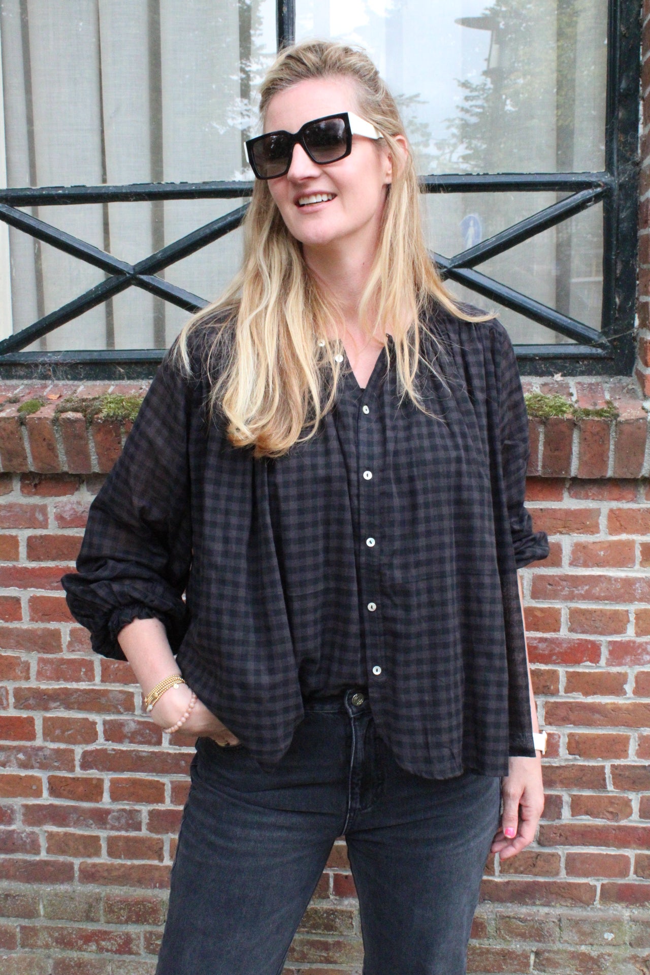 Ruit zwart - Jewel blouse - zwart - JC Sophie