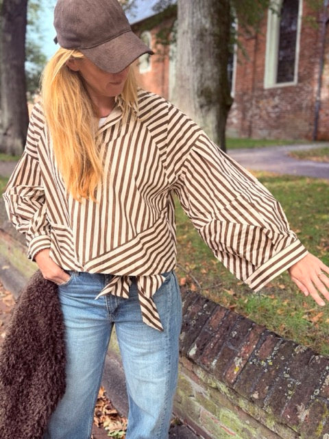 Aimee the label - Blouse - Oslo - Bruin streep