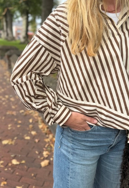 Aimee the label - Blouse - Oslo - Bruin streep