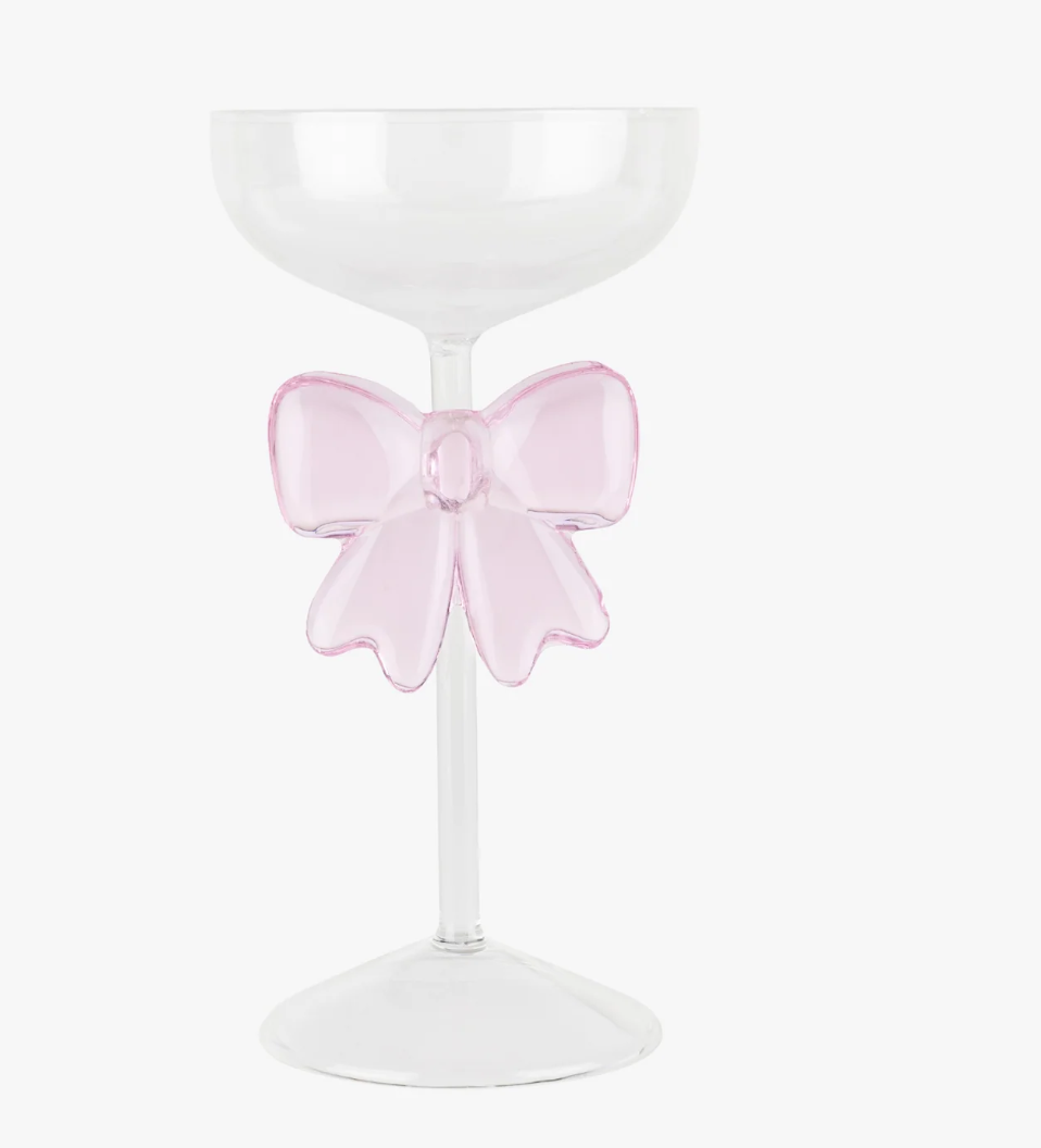 Bow coupe pink | glas strik roze | de lepelclub