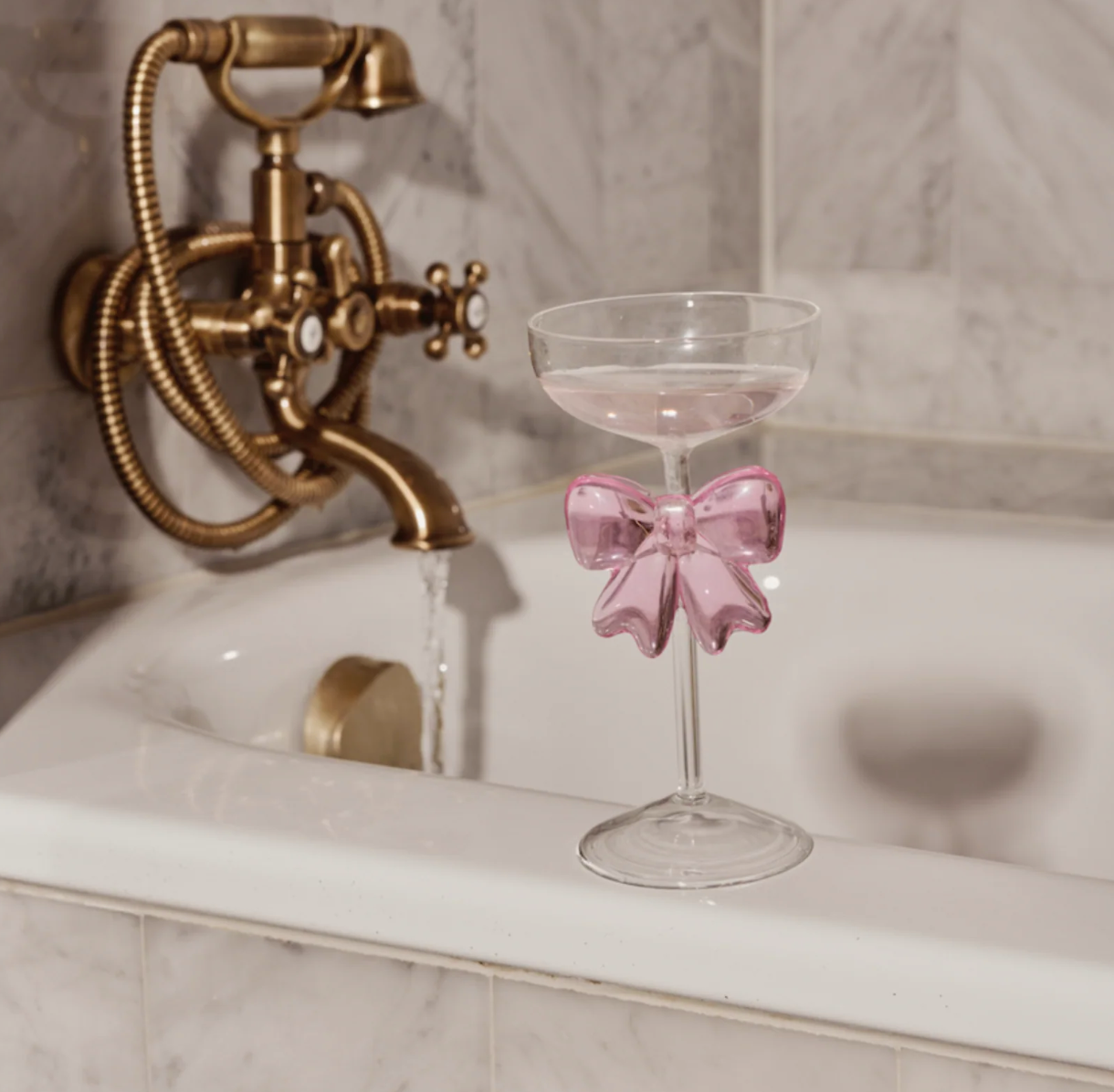 Bow coupe pink | glas strik roze | de lepelclub