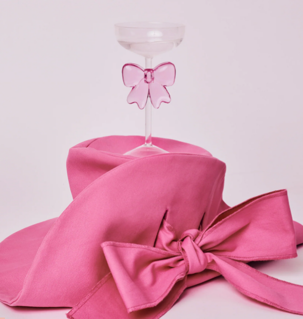 Bow coupe pink | glas strik roze | de lepelclub